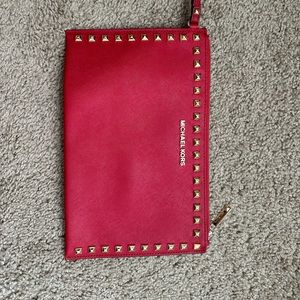 Michael Kors Jet Set Travel XL zip stud clutch wristlet